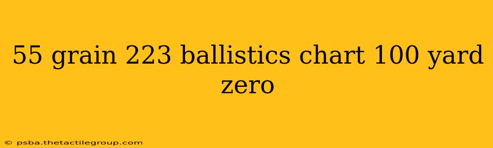 55 grain 223 ballistics chart 100 yard zero