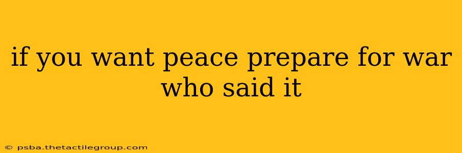 if you want peace prepare for war who said it