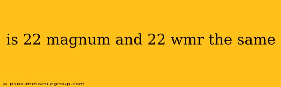 is 22 magnum and 22 wmr the same